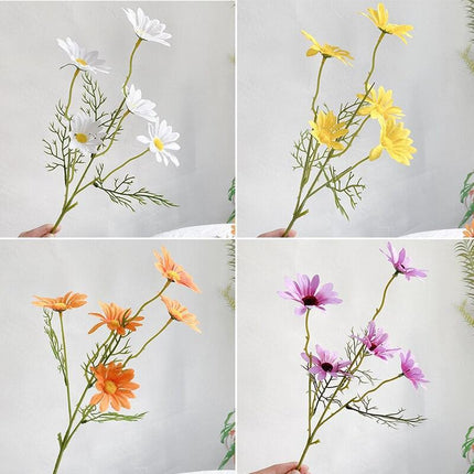 Charming White Daisy Ensemble - 5-Piece Artificial Floral Stem Collection for Elegant Home Accents