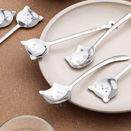 Charming Cartoon Cat Stainless Steel Tea Spoon - A Playful Dining Essential