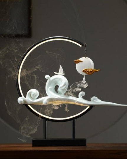 Serene Mountain Stream Backflow Incense Burner Lamp Set - Experience Tranquility and Calm