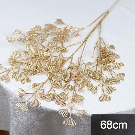 Glamorous Golden Leaf Display: Handcrafted Faux Greenery for Luxurious Home Styling and Celebratory Occasions