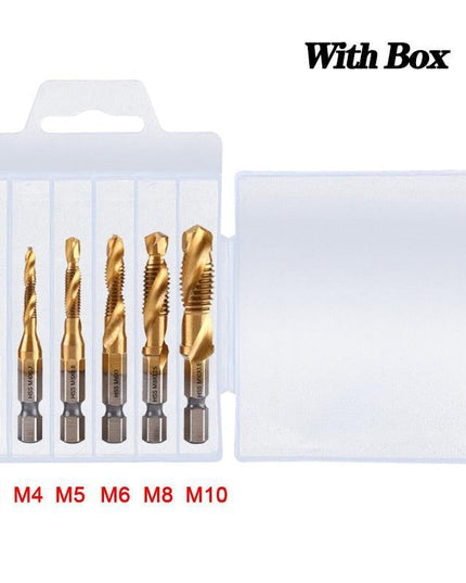 Precision Tap Set with Titanium Coating and Spiral Flute Design for Efficient Tapping and Chamfering