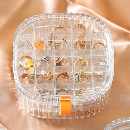 Elegant Waterproof Jewelry Organizer Box with Stackable Transparent Compartments