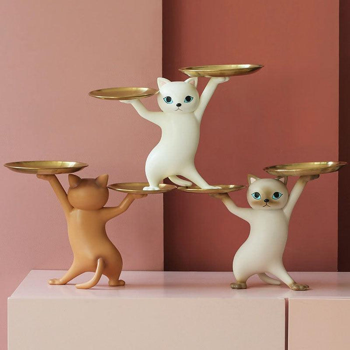 Whimsical Resin Cat Tray Figurines for Stylish Storage