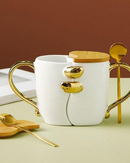 Romantic Connection Ceramic Mug Duo with Charming Accessories