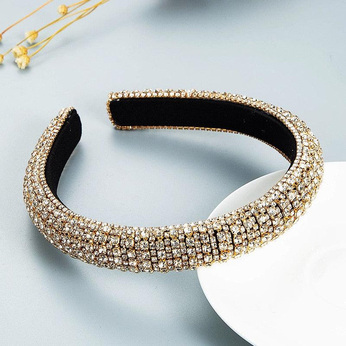 Opulent Botanica Baroque Crystal-Embellished Headband with Floral Glass Accents