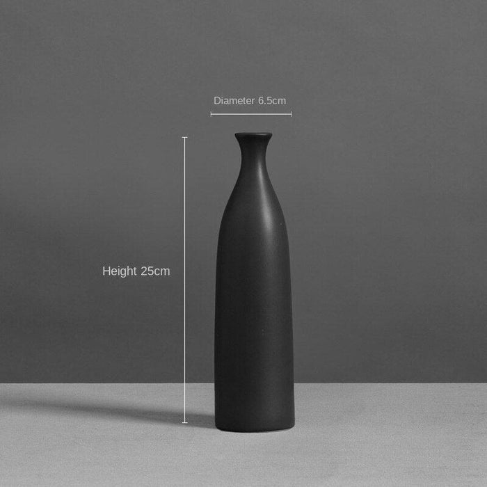 Exquisite Black Ceramic Vase with Sleek Tall Neck and Flexible Size Options