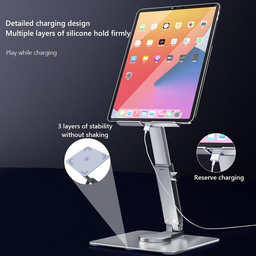 360° Rotating Aluminum Tablet and Phone Stand with Adjustable Double-Layer Damping