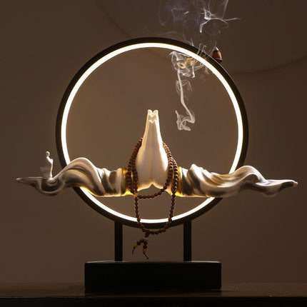 Tranquil Buddha Incense Waterfall Diffuser - Premium Ceramic Aroma Cascade Burner