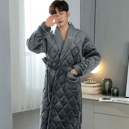 Men's Luxurious Quilted Cotton Kimono Robe - Ultimate Winter Comfort