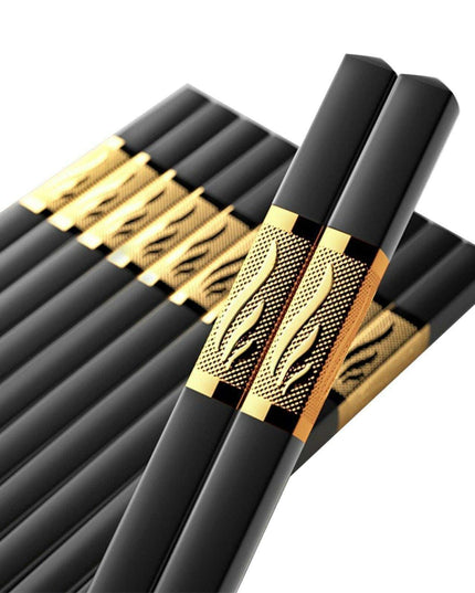 Premium Non-Slip Chopsticks Set - 10 Pairs for an Elevated Asian Dining Experience