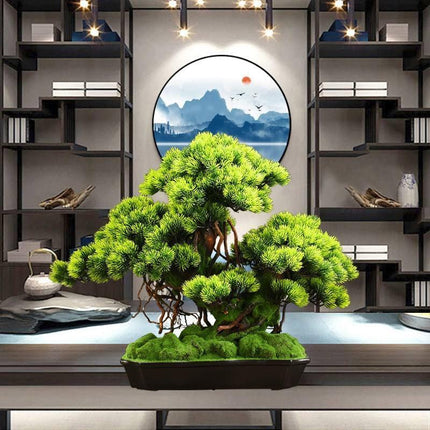 Tranquil Retreat Faux Pine Bonsai - Elegant Zen Decor Element