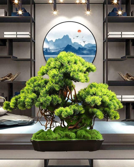 Tranquil Retreat Faux Pine Bonsai - Elegant Zen Decor Element