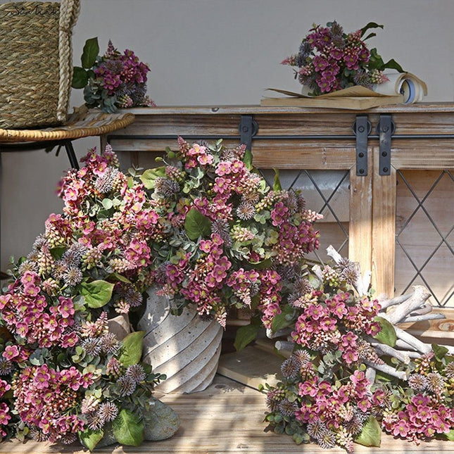 Nordic Elegance Hydrangea and Fruit Silk Floral Display