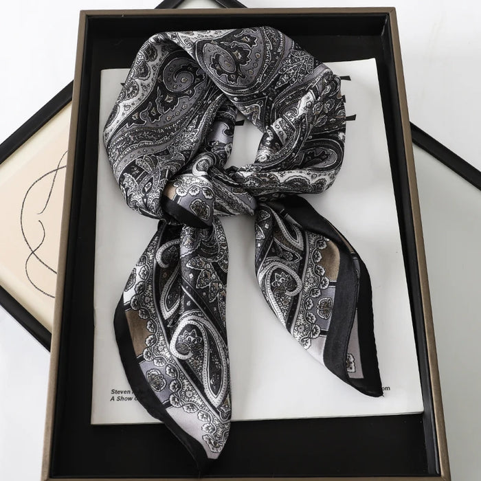 Silk Leopard Print Square Scarf - Elegant Fashion Accessory for Women