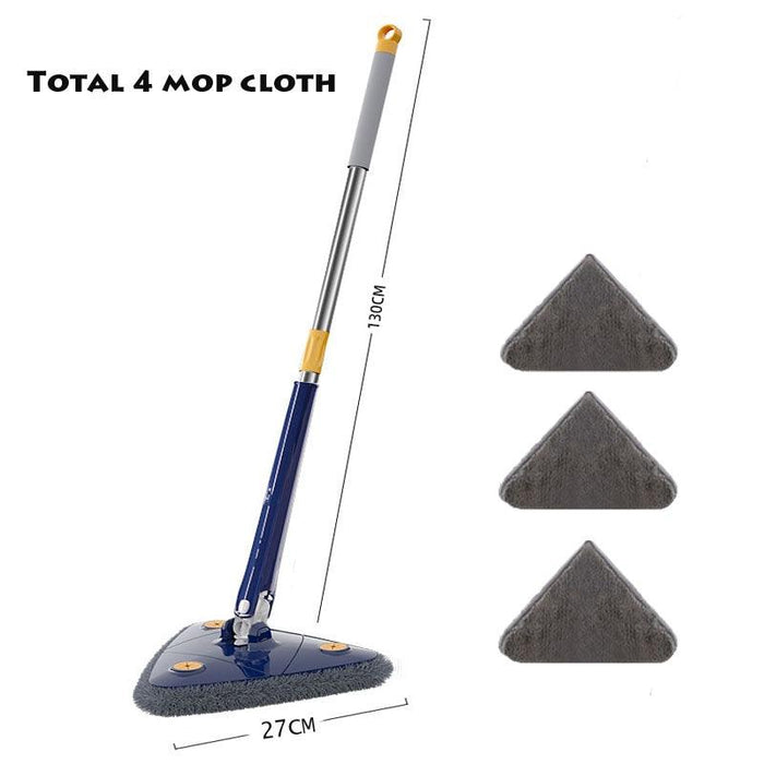 360 Degree Telescopic Triangle Cleaning Mop for Tiles, Walls, and Ceilings with Self-Draining Design