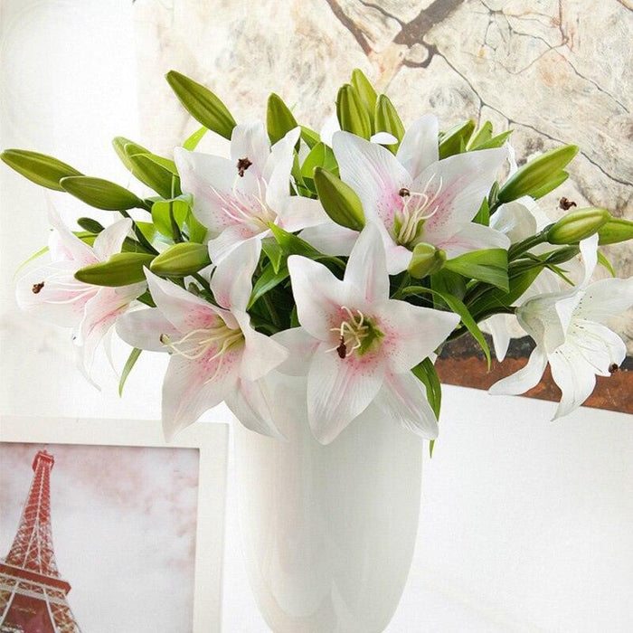 Elegant Lily Floral Arrangement: Stunning Artificial Flower Set for Home and Event Decor