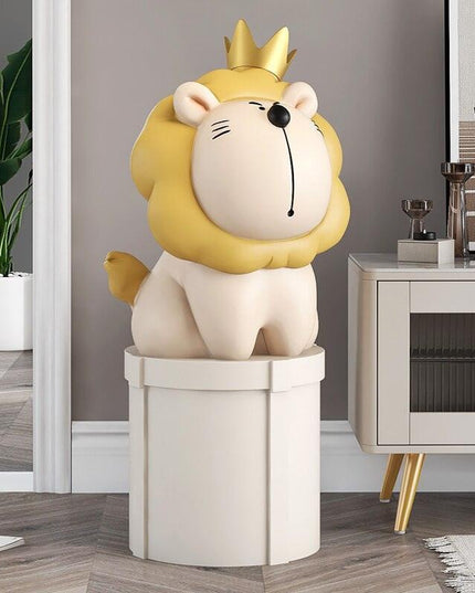 Nordic Lion Decorative Floor Piece with Cartoon Animal Storage Rack Combo