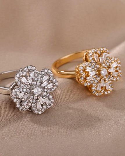 Elegant Four-Leaf Clover Stainless Steel Rings - A Touch of Luck and Style