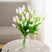 Elegant White Mini Tulip Silk Flower Bundle with 21 Stems - Stunning Artificial Floral Arrangement