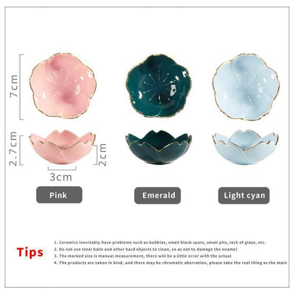Elegant Cherry Blossom Ceramic Dishes for Seasoning and Trinket Display