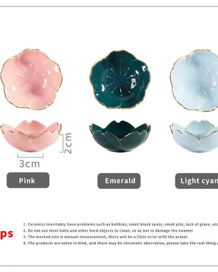 Elegant Cherry Blossom Ceramic Dishes for Seasoning and Trinket Display