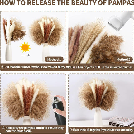 Dried Pampas Grass Bouquet - Elegant Rustic Decor for Homes and Weddings