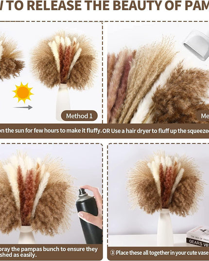 Dried Pampas Grass Bouquet - Elegant Rustic Decor for Homes and Weddings