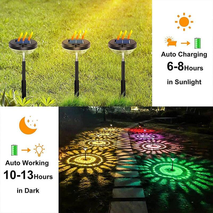 Solar-Powered RGB Color Changing Pathway Lights with Warm Light Option - Weatherproof and Eco-Friendly