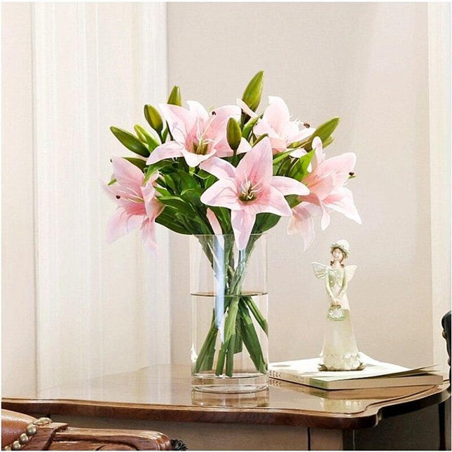 Elegant Lily Floral Arrangement: Stunning Artificial Flower Set for Home and Event Decor