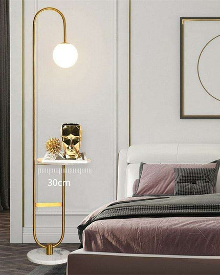Nordic-Inspired LED Floor Lamp with Built-In Round Table for Modern Interiors