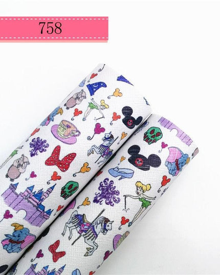 Cartoon-Inspired Faux Leather Craft Rolls - Set of 2 - 20x134cm Each