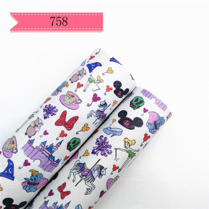 Crafty Cartoon Print Faux Leather Crafting Rolls Set - 20*134cm x 2