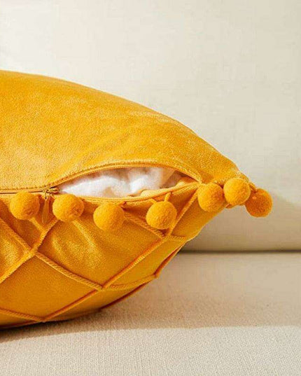 Chic Velvet Bohemian Pillow Covers with Fun Pompom Details