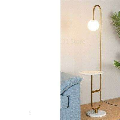 Nordic-Inspired LED Floor Lamp with Built-In Round Table for Modern Interiors