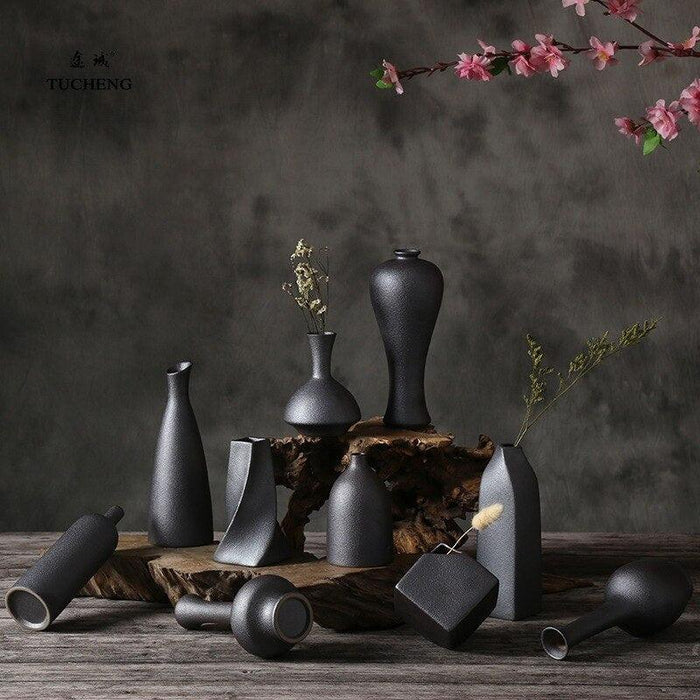 Nordic Monochrome Ceramic Zen Vase - Modern Home Decor Piece