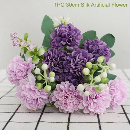 Lifelike Faux Peony Bouquet - 30cm, 7 Vibrant Colors