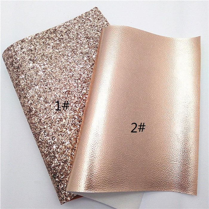 Rose Gold Glitter Leather Sheet - Enhance DIY Projects with Glamour