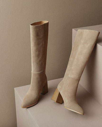 Sleek Sophistication: Women’s Premium Leather Knee-High Heeled Boots for Effortless Style