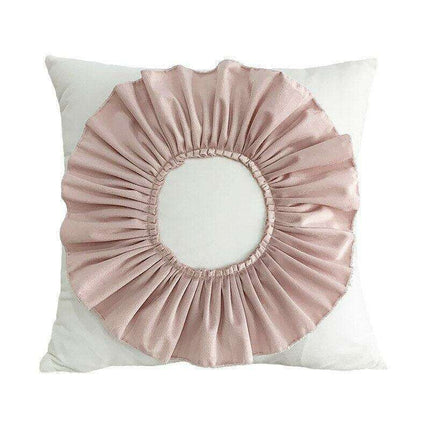 Pink and White Floral Velvet Tufted Throw Pillow Set with Fringe Trimming