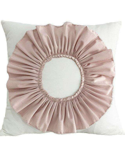 Pink and White Floral Velvet Tufted Throw Pillow Set with Fringe Trimming