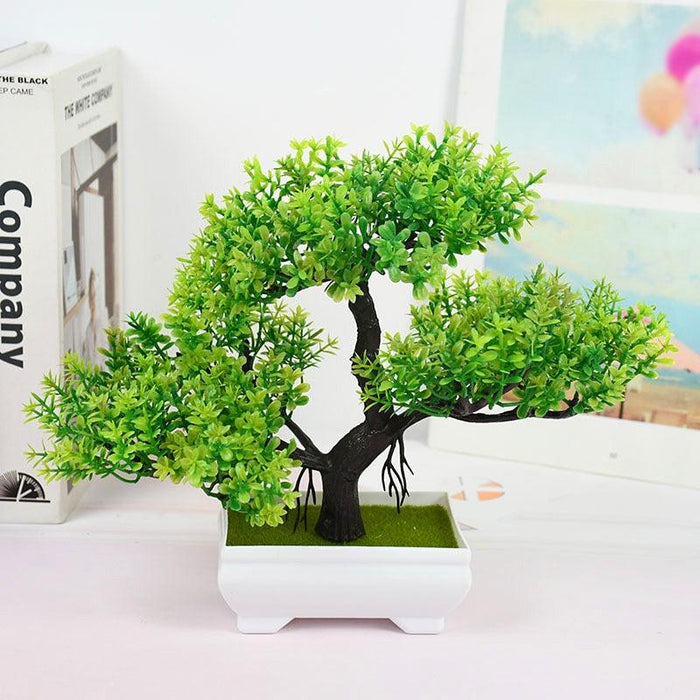 Lifelike Potted Artificial Bonsai Tree with Green Foliage