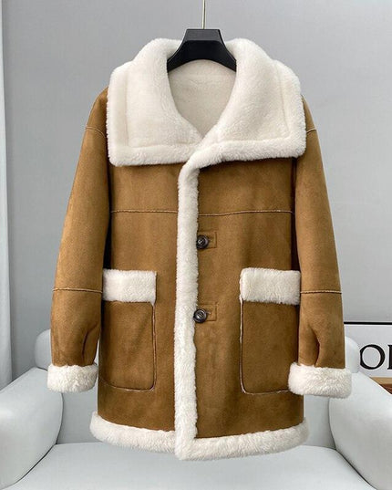 Chic Reversible Wool and Fur Winter Coat for Women