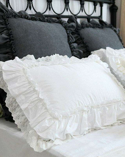 Luxurious European-Style White Satin Lace Pillowcase Set - Infuse Your Bedroom with Elegance
