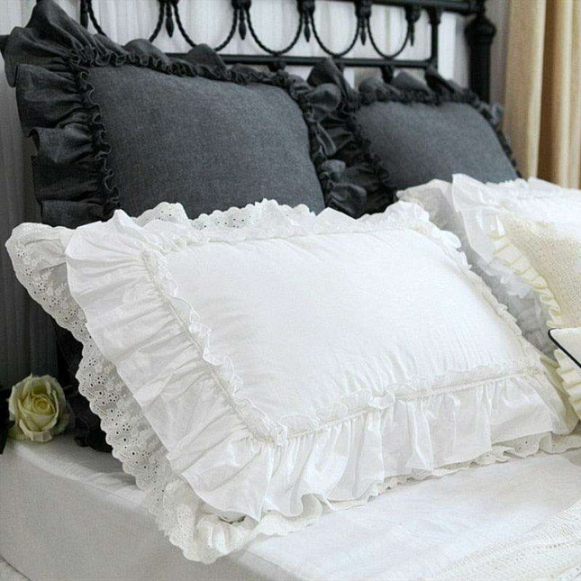 Luxurious European-Style White Satin Lace Pillowcase Set - Infuse Your Bedroom with Elegance