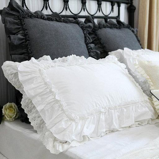 2pcs new White Satin Lace ruffle pillow case European style elegant embroidered pillowcase luxury bedding pillow cover no filler-0-Très Elite-02-480x740mm-Très Elite