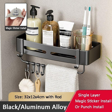 Stylish No-Drill Aluminum Corner Shelf for Easy Installation