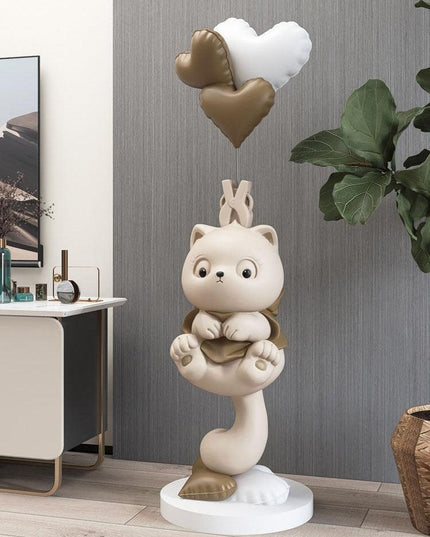 Charming Handmade Long-Tailed Cat Figurine for Elegant Home Accent