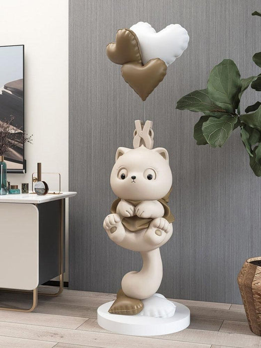 Whimsical Handmade Cat Sculpture for Home Decor
