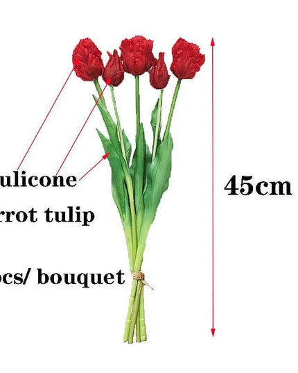 Chic Parrot Tulip Silk Floral Arrangement - 5-Piece Luxe Botanical Set