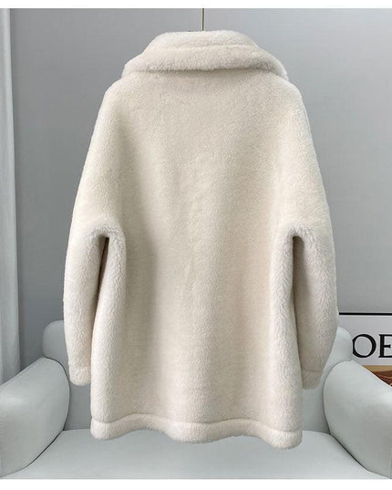 Chic Reversible Wool and Fur Winter Coat for Women